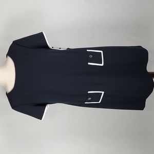 EUC Preppy Women's Tommy Hilfiger Navy Blue with White Trim Shift Dress Size 14